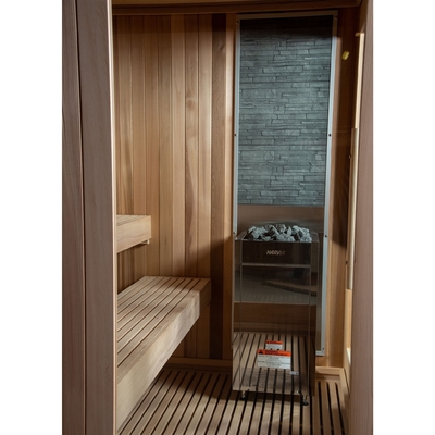 ইনডোর ঐতিহ্যগত পরিষ্কার হেমলক 4-6 ব্যক্তি Sauna রুম Sauna কেবিন