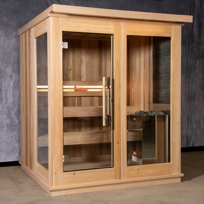 ইনডোর ঐতিহ্যগত পরিষ্কার হেমলক 4-6 ব্যক্তি Sauna রুম Sauna কেবিন
