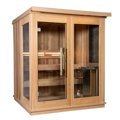 ইনডোর ঐতিহ্যগত পরিষ্কার হেমলক 4-6 ব্যক্তি Sauna রুম Sauna কেবিন