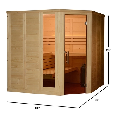 3 মানুষ ইনডোর ফার ইনফ্রারেড Sauna রুম হেমলক নির্মাণ